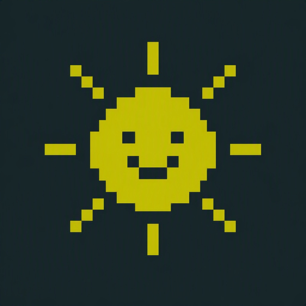 Bild på en sol i pixelart-stil